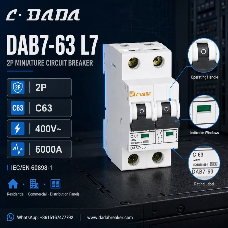 DAB7-63 L7 2P MCB - Klar, kompakt beskyttelse til distributionspaneler